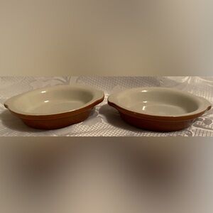 Vintage Hall 2 handle brown single serving baking dish. Set of 2